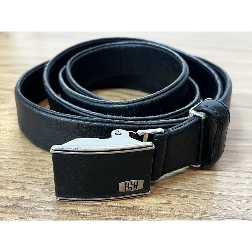 Daks‎ Of London Black Leather Belt Mens Silver Automatic Click Buckle 52" Long